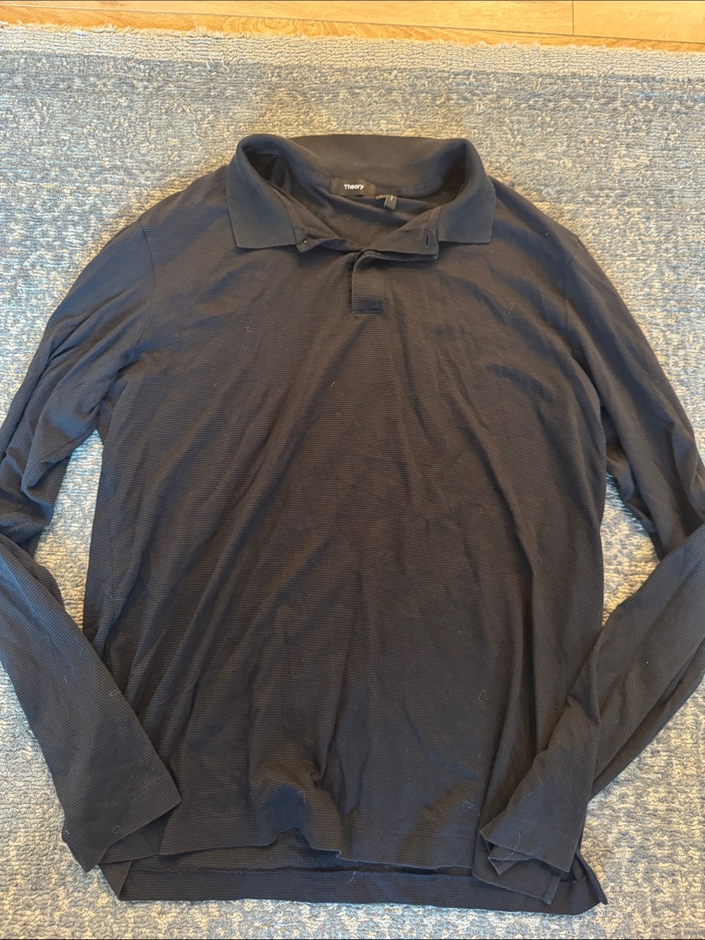 Theory Men's Long-Sleeve Polo Shirt - Navy Black